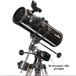 SkyWatcher SkyHawk 114 teleskop / stjärnkikare med RA-motor och planisfär på köpet